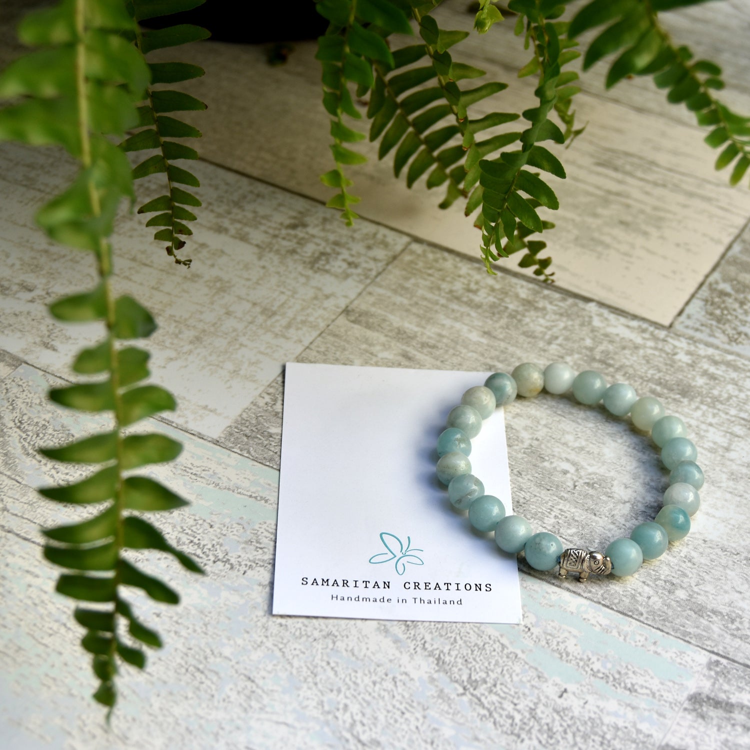 Amazonite Elephant Charm Bracelet